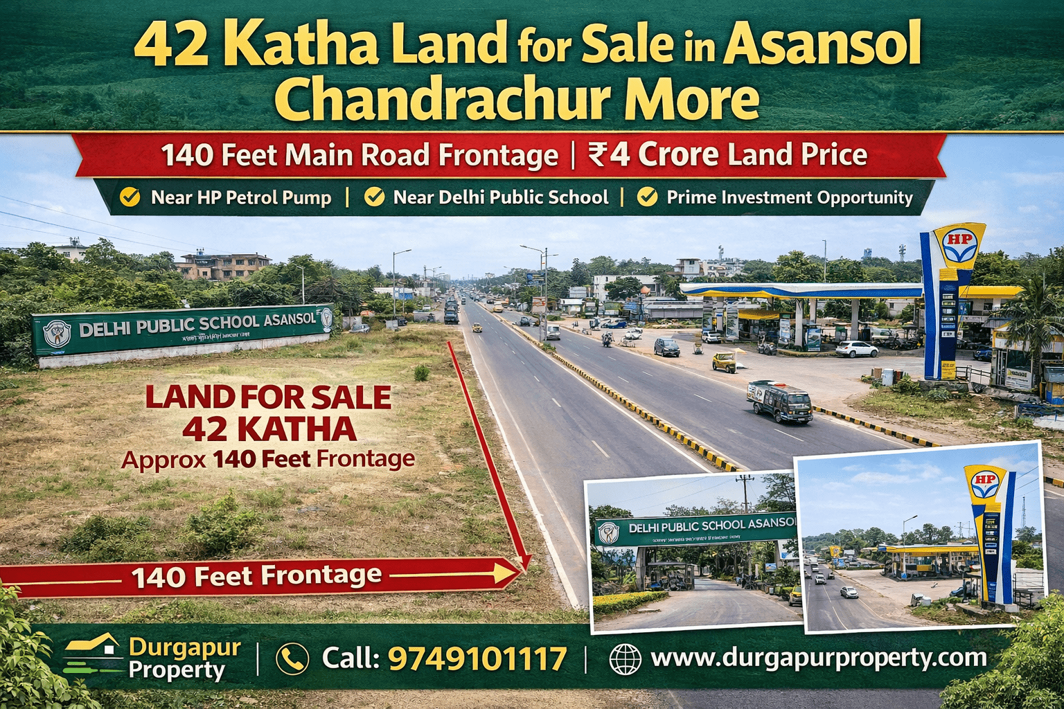 Land for Sale in Asansol Chandrachur More | 42 Katha Main Road Land | Durgapur Property 1 Land for Sale in Asansol Chandrachur More | 42 Katha Main Road Land | Durgapur Property