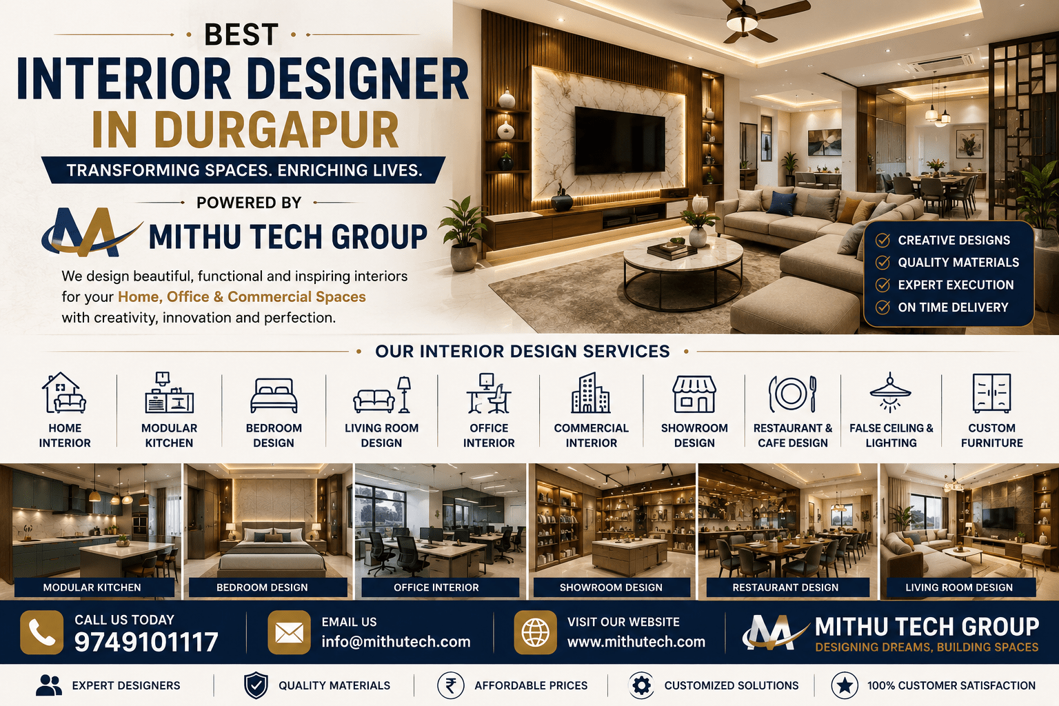 Best Interior Designer in Durgapur | Luxury Home, Office & Commercial Interior Design Services by Mithu Tech Group