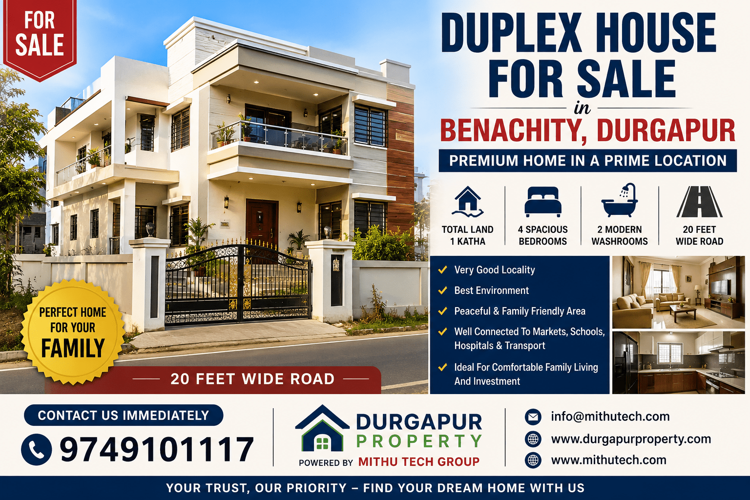 Duplex House for Sale in Benachity Durgapur | 4 BHK Residential House Near Prime Location