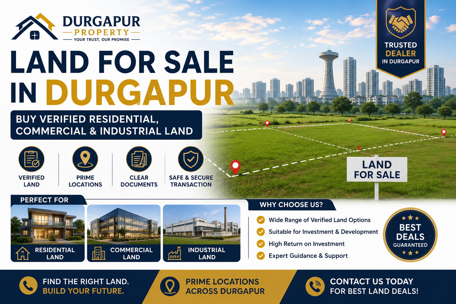 Land for Sale in Durgapur – Buy Verified Residential, Commercial & Industrial Land