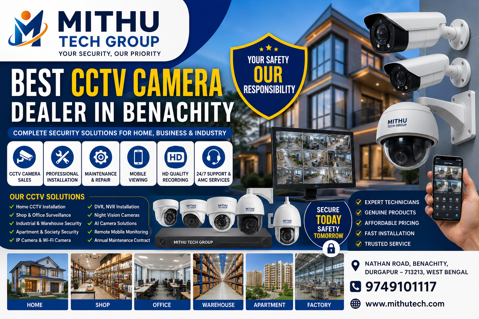 Best CCTV Camera Dealer in Benachity, Durgapur – Complete Security Solutions by Mithu Tech Group