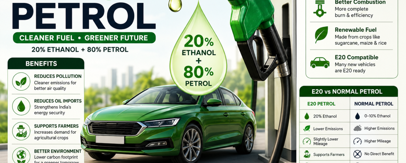 E20 Petrol Complete Guide Engine Performance, Mileage, Advantages, Disadvantages, Maintenance & Myths