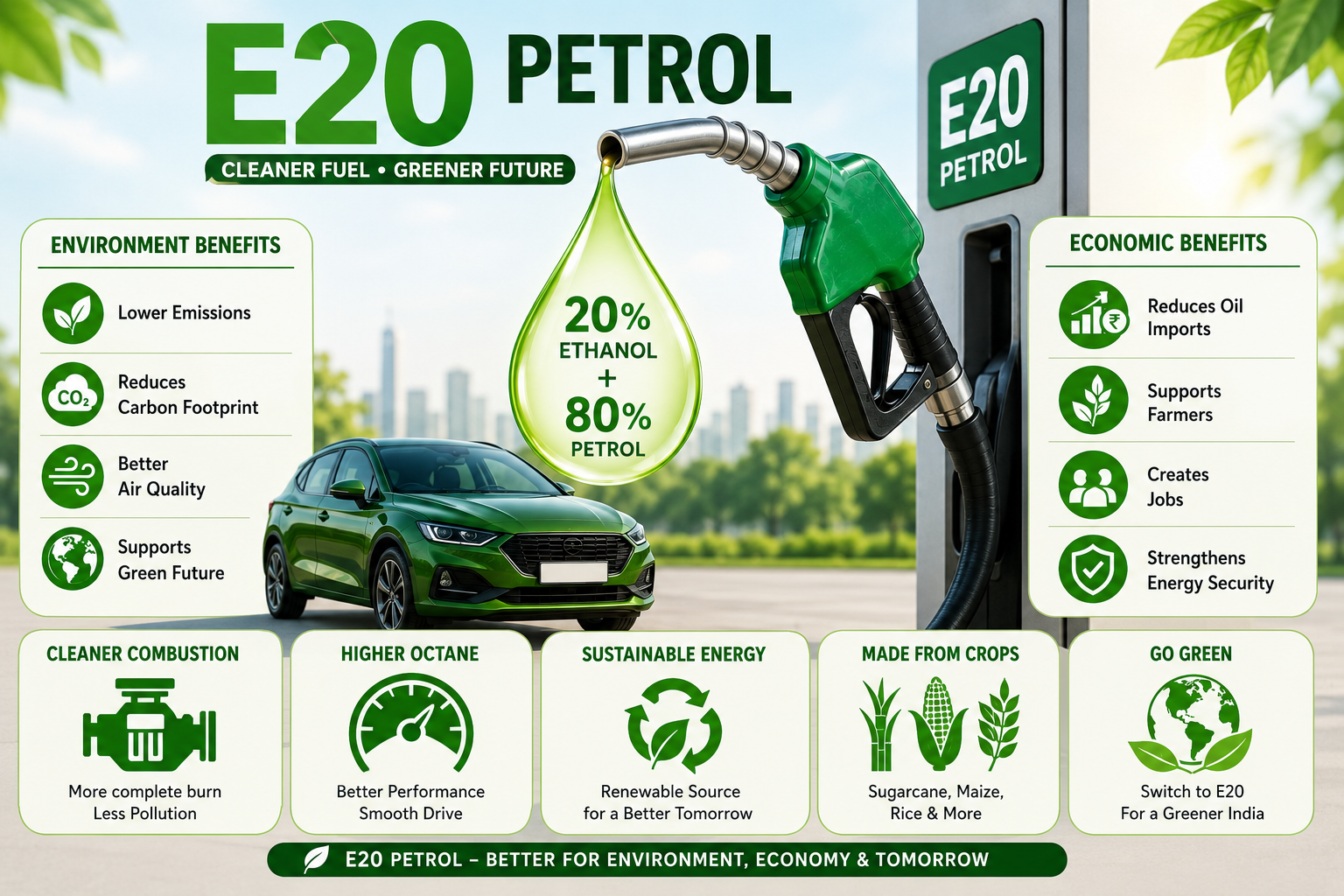 E20 Fuel: Environmental Impact, Economic Benefits, Government Policies, Global Adoption & Future (2026)