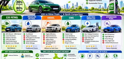E20 Petrol vs Petrol, Diesel, CNG, Electric Vehicles & Future Fuels – Complete Comparison (2026)